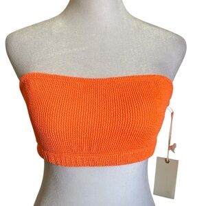New Good American Bright Orange Always Fits Bandeau Bikini Swim Top L/XL